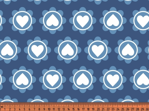 Jersey "Retro Hearts" Herzen Kreise blau